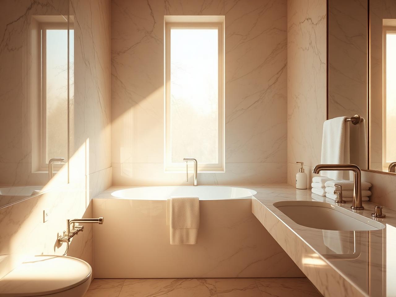 Pristine marble bathroom after a deep cleaning service in Lancaster, PA