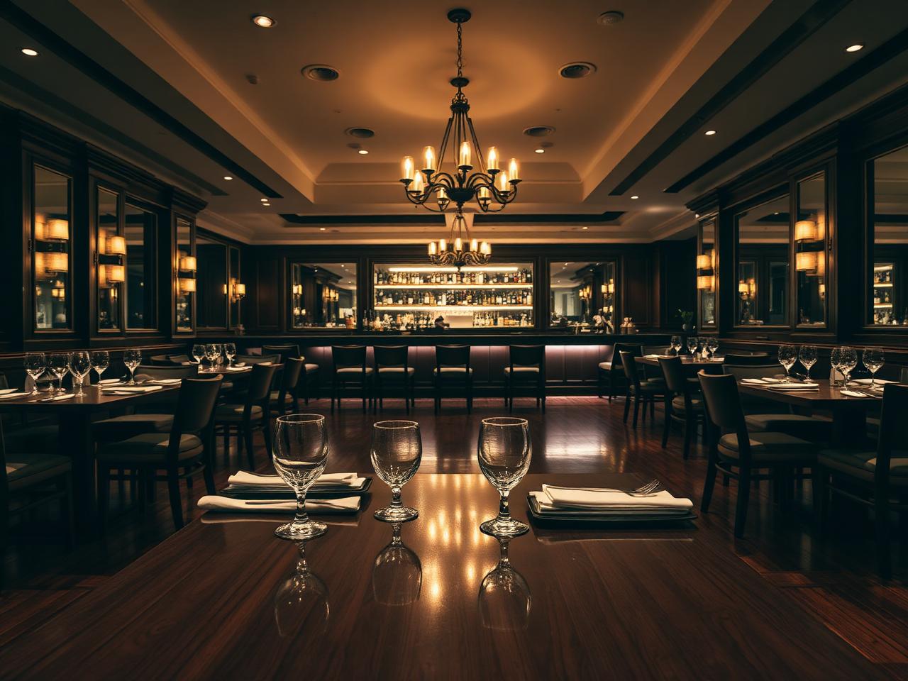Elegant restaurant dining room polished and ready for service in Lancaster, PA